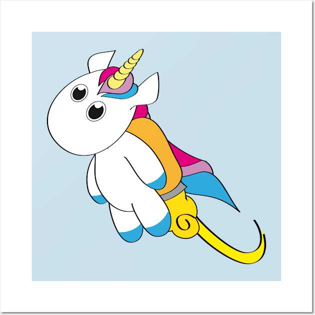 Unicorn Fly with Jetpack Wall Art by HappyGiftArt